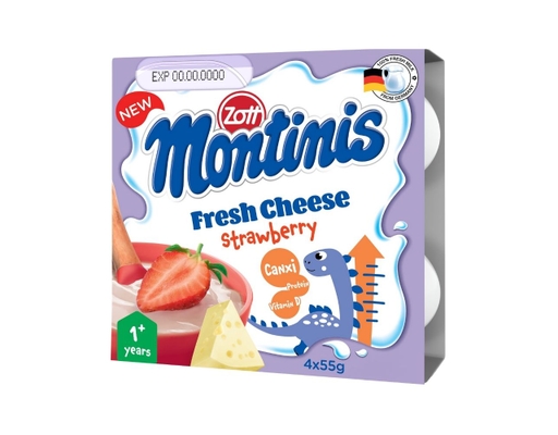 Hộp 4 Cái Phô Mai Tươi Montinis Hương Dâu 55g Zott ảnh 0