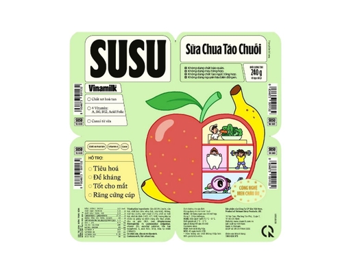 Lốc 4 Hộp Sữa Chua Ăn Táo Chuối Susu 60g Vinamilk ảnh 0