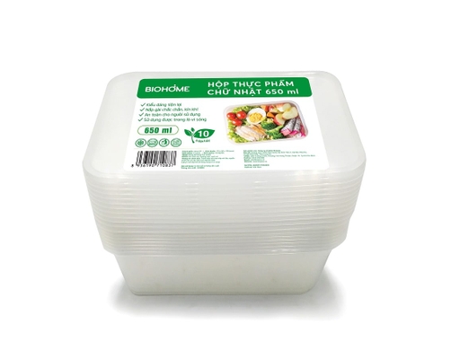 Hộp Thực Phẩm Chữ Nhật 650ml 10 Bộ/Lốc Biohome ảnh 0