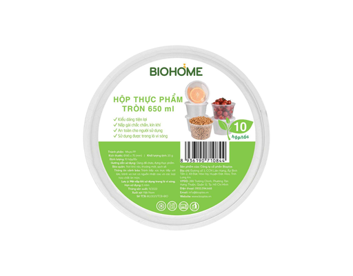 Hộp Thực Phẩm Tròn 650ml 10 Bộ/Lốc Biohome ảnh 1