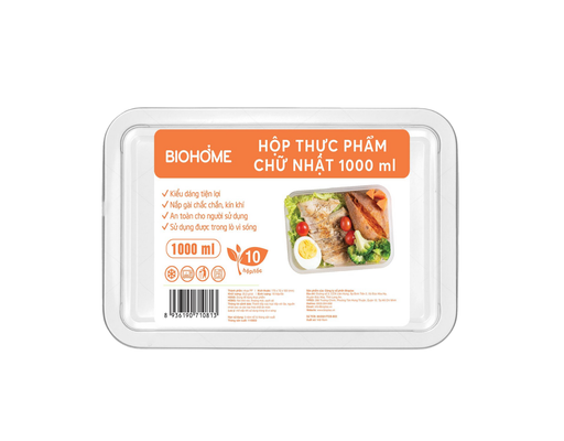 Hộp Thực Phẩm Chữ Nhật 1000ml 10 Bộ/Lốc Biohome ảnh 1