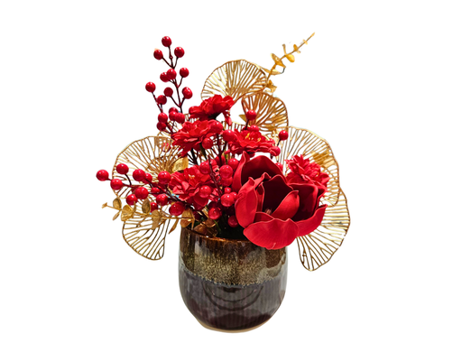 Bình Hoa Mix Mộc Lan - Cúc - Đào Đông Đỏ 45 cm Tùng Anh ảnh 0