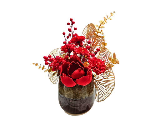 Bình Hoa Mix Mộc Lan - Cúc - Đào Đông Đỏ 45 cm Tùng Anh ảnh 2