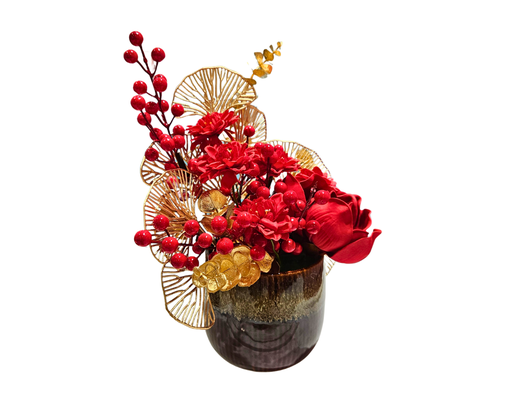 Bình Hoa Mix Mộc Lan - Cúc - Đào Đông Đỏ 45 cm Tùng Anh ảnh 3