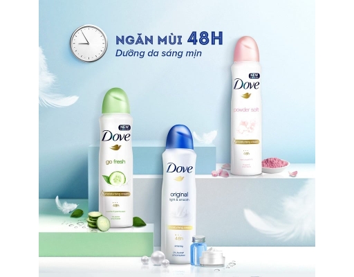 Xịt Khử Mùi Powder Soft Phấn Thơm Sáng Mịn Da 150ml Dove ảnh 2