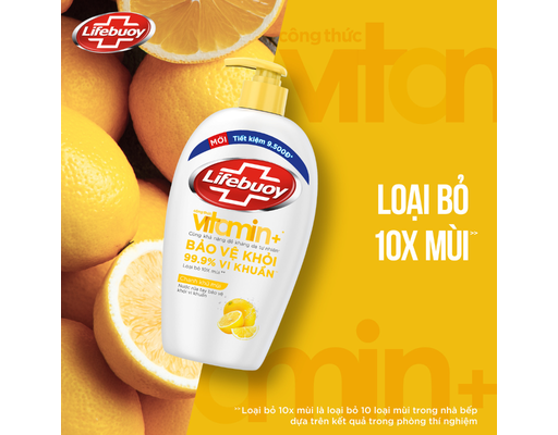 Nước Rửa Tay Vitamin Chanh Khử Mùi Cho Tay Làm Bếp 450g Lifebuoy ảnh 2
