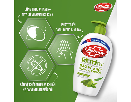 Nước Rửa Tay Vitamin Matcha & Lô Hội 450g Lifebuoy ảnh 2