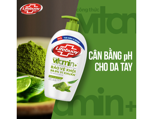 Nước Rửa Tay Vitamin Matcha & Lô Hội 450g Lifebuoy ảnh 3