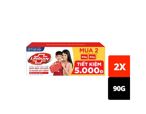 Lô 2 Xà Phòng Cục Diệt Khuẩn Bảo Vệ Vượt Trội 10 - 2 Cục x 90g Lifebuoy ảnh 0