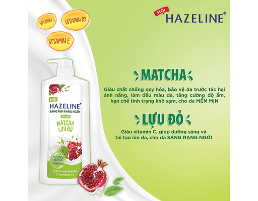 Sữa Tắm Matcha Lựu Đỏ Sáng Mịn Rạng Ngời 1kg Hazeline ảnh 3