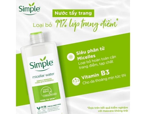 Nước Tẩy Trang Micellar Cấp Ẩm Tức Thì 400ml Simple ảnh 4