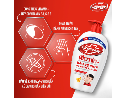 Nước Rửa Tay Vitamin Bạc Bảo Vệ Vượt Trội 10 180g Lifebuoy ảnh 2