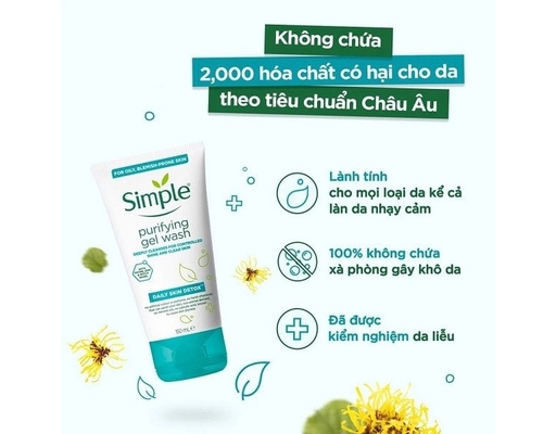Gel Rửa Mặt Giảm Bóng Nhờn Purifying Gel Wash 150ml Simple ảnh 2