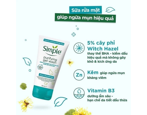 Gel Rửa Mặt Giảm Bóng Nhờn Purifying Gel Wash 150ml Simple ảnh 3