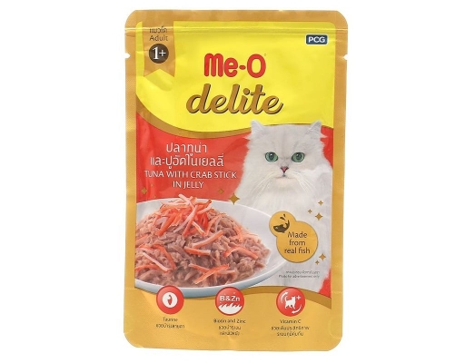 Thức Ăn Cho Mèo Trưởng Thành Vị Cá Ngừ & Thanh Cua 70g Me-O ảnh 0