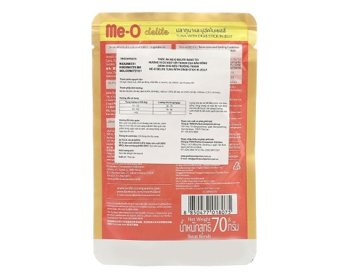 Thức Ăn Cho Mèo Trưởng Thành Vị Cá Ngừ & Thanh Cua 70g Me-O ảnh 1