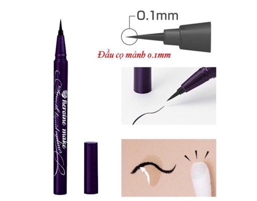 Bút Kẻ Mắt Nước Nét Mảnh Siêu Bền Màu #01 Đen Tuyền 0.4ml Kissme ảnh 2