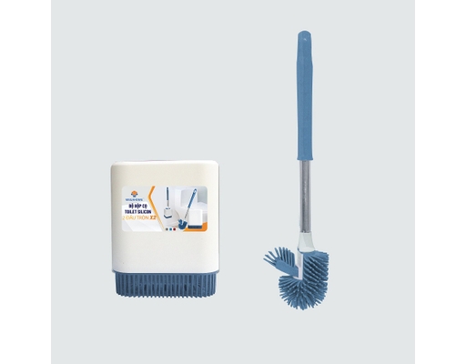 Bộ Hộp Cọ Toilet Silicon 2 Đầu Tròn X2 Gắn Tường Megahome ảnh 2