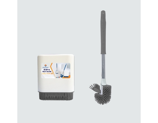 Bộ Hộp Cọ Toilet Silicon 2 Đầu Tròn X2 Gắn Tường Megahome ảnh 3