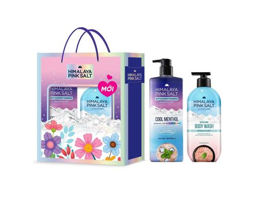 HIMALAYA PINK SALT - Hộp Quà Dầu Gội Mát Lạnh 650ml Và Sữa Tắm Muối Hồng Thư Giãn 500g