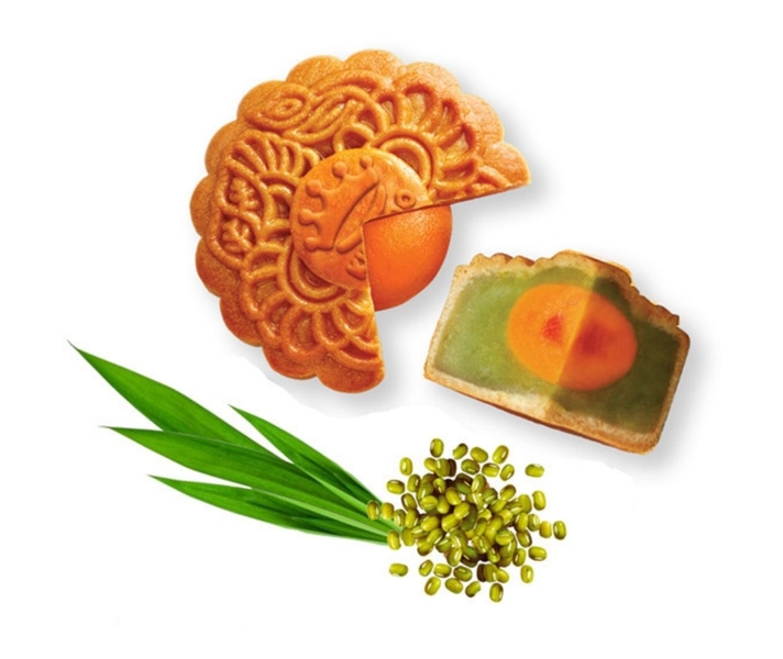 Bánh Nướng Trung Thu Đậu Xanh Lá Dứa 2 Trứng 210g