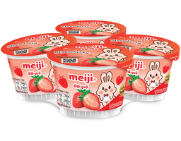Meiji - Lốc 4 Hộp Sữa Chua Ăn Với Dâu Tây 90g