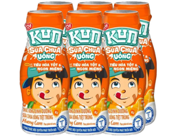 Lốc 6 Chai Sữa Chua Uống Hương Cam Kun