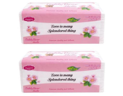 Lô 2 Khăn Giấy Rút Teddy Bear Mollis - 300 Tờ x 2 Gói Bảo Minh