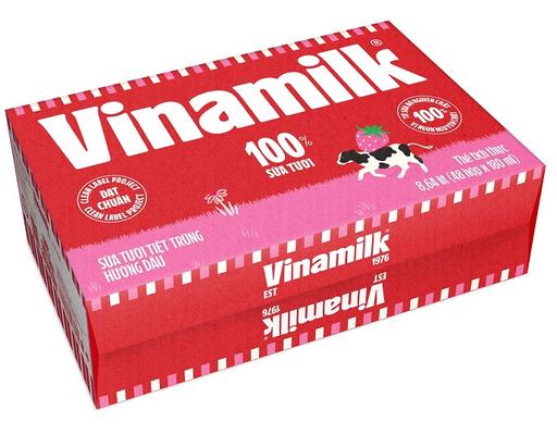 Thùng 48 Hộp Sữa Tươi Tiệt Trùng Vinamilk Hương Dâu 180ml Vinamilk