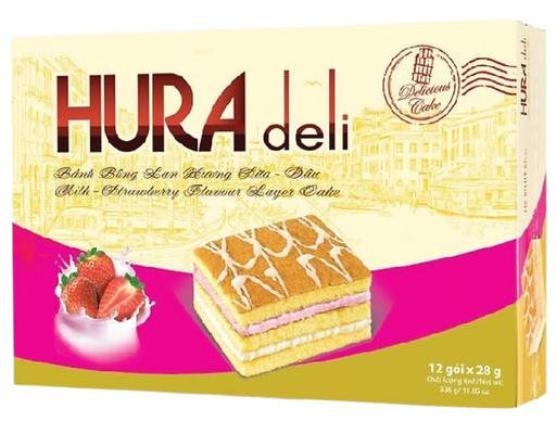 Bánh Bông Lan Deli Hương Sữa - Dâu 336g Hura