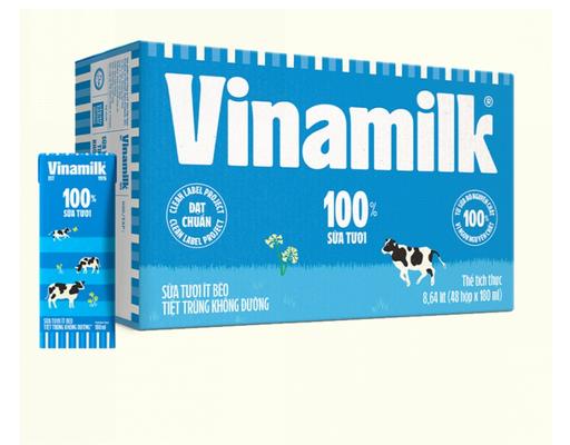 Thùng 48 Hộp Sữa Tươi Tiệt Trùng Vinamilk Ít Béo Không Đường 180ml Vinamilk