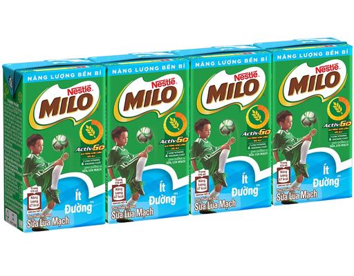 Lốc 4 Hộp Sữa Lúa Mạch Nestle Milo Ít Đường 110ml Milo