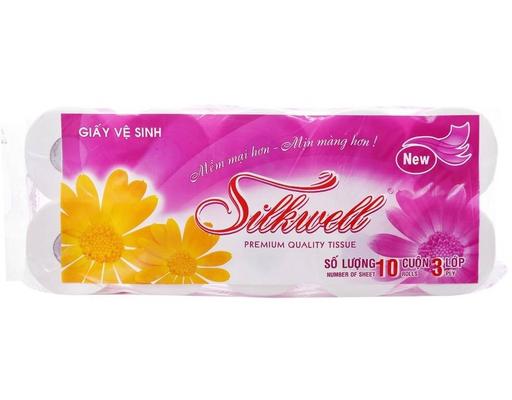 Giấy Vệ Sinh Cao Cấp 3 Lớp - Tím 10 Cuộn Silkwell