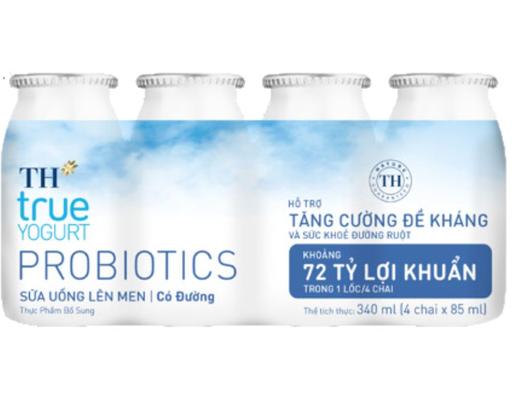 Sữa Uống Lên Men Probiotics Có Đường - 4 x 85g TH True Yogurt