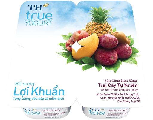 Sữa Chua Ăn Men Sống Trái Cây 4 x 100g TH True Yogurt