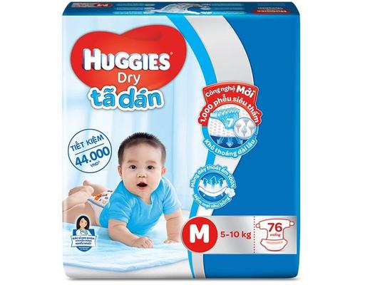 Huggies Tã Dán Dry Super Jumbo M74 Cho Bé Từ 5-10kg 74 Miếng