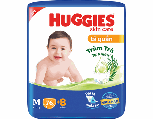 Huggies Tã Quần Skin Care Super Jumbo M76 Cho Bé Từ 6-11kg 76 Miếng