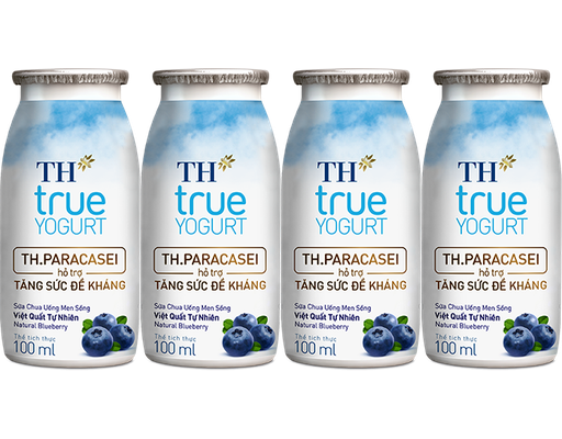 Lốc 4 Sữa Chua Uống Men Sống Vị Việt Quất 100ml TH True Milk