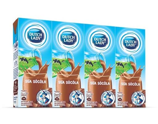 Lốc 4 Hộp Sữa Tươi Tiệt Trùng Dutch Lady Hương Socola 180ml Dutch Lady