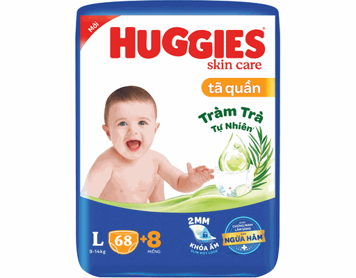 Huggies Tã Quần Skin Care Super L68 Cho Bé 9-14kg