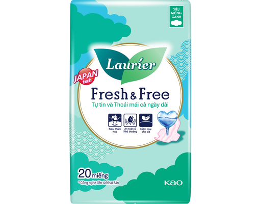 Băng Vệ Sinh Fresh & Free Siêu Mỏng Cánh 20 Miếng Laurier