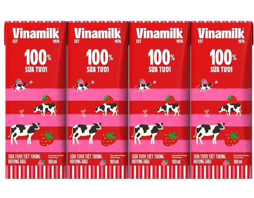 Lốc 4 Hộp Sữa Tiệt Trùng Hương Dâu Vinamilk 180ml Vinamilk