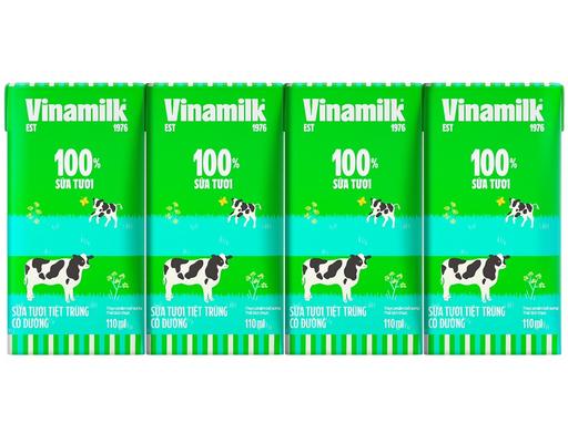 Lốc 4 Hộp Sữa Tươi Tiệt Trùng Có Đường Vinamilk 110ml Vinamilk