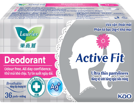 Băng Vệ Sinh Hàng Ngày Active Fit Phân Tử Bạc 36 Miếng Laurier