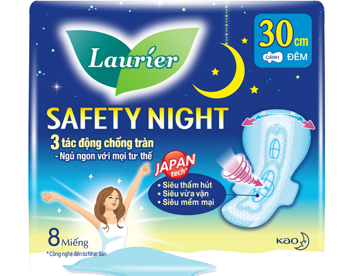 Băng Vệ Sinh Ban Đêm 30cm 8 Miếng Laurier