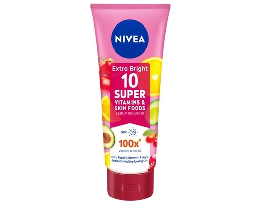 Tinh Chất Dưỡng Thể Sáng Da Extra Bright 10 Super Vitamins & Skin Foods Serum 180ml Nivea