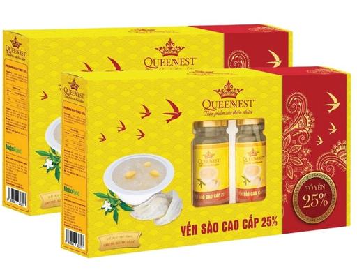 Combo 2 Yến Sào Cao Cấp 25% - 2 Hộp - Hộp 6 Hũ 150ml Queennest