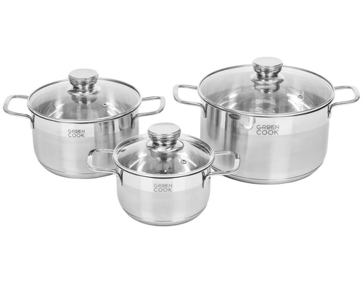 Bộ 3 Nồi Inox 5 Đáy Cao Cấp GCS232-T1 Green Cook
