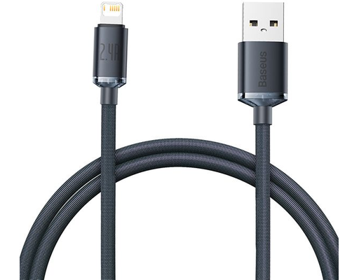 Cáp Sạc Crystal Shine USB-IP 2.4A 1.2M Màu Đen Baseus