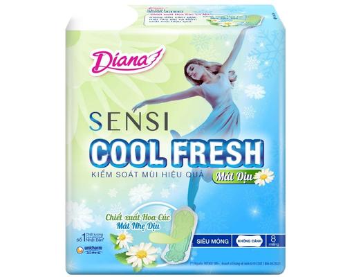 Băng Vệ Sinh Siêu Mỏng Không Cánh Mát Dịu Sensi Cool Fresh 23cm 8 Miếng Diana